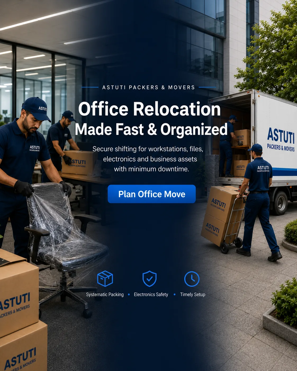 Expert home relocation services with trained packing professionals by Astuti Packers and Movers.