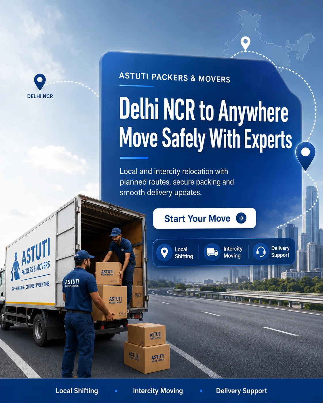 Expert home relocation services with trained packing professionals by Astuti Packers and Movers.